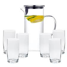 Jogo de copos com jarra de vidro 7 peças